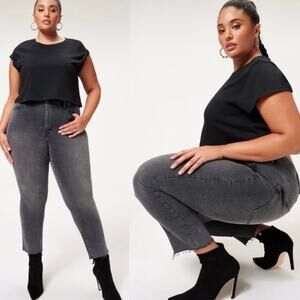 Good American Good Classic Raw Hem Jeans Washed Black - Size 8/29